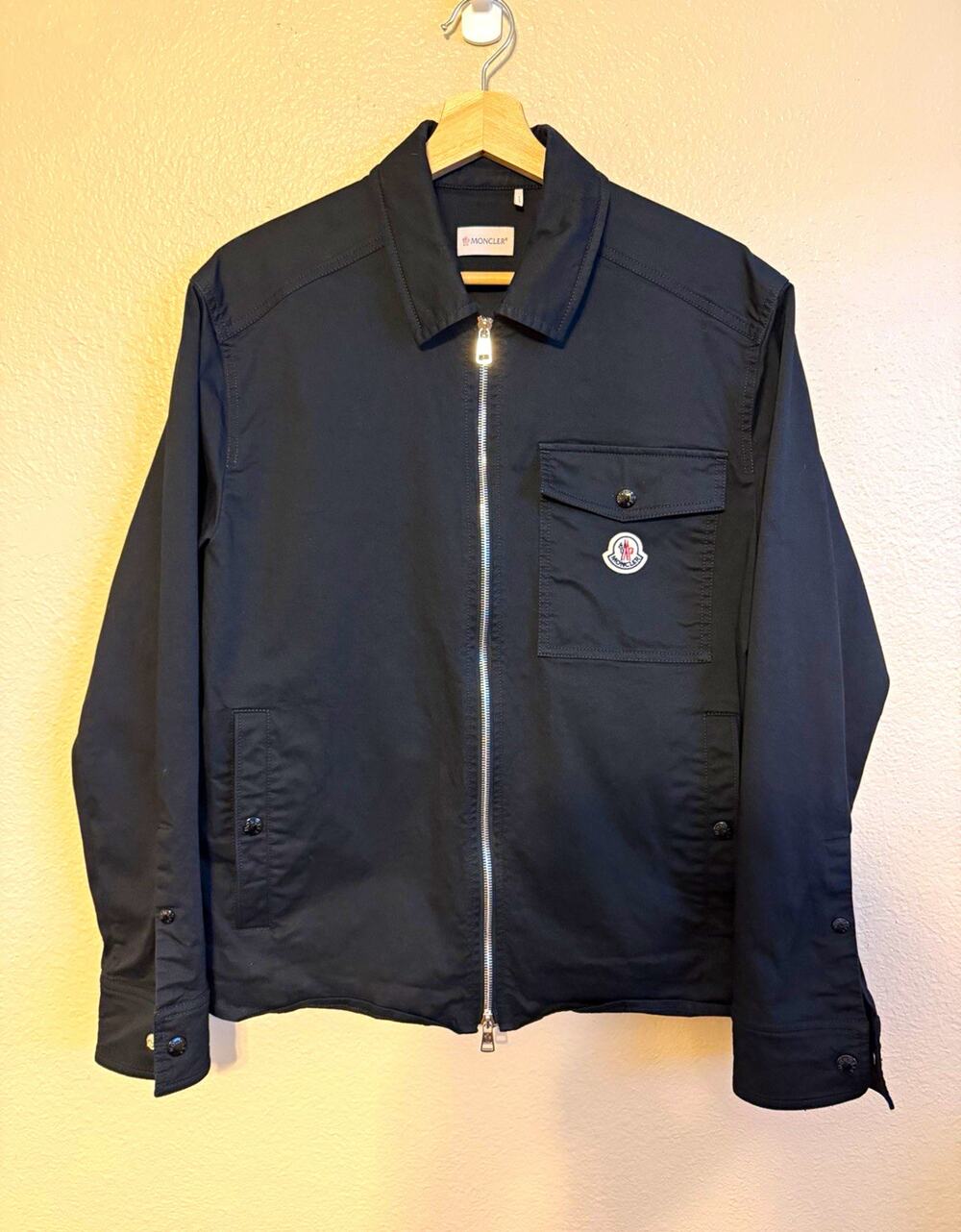 Moncler Men's Black Full Zip Cotton Jacket w/ Logo Accent Pockets Size M
